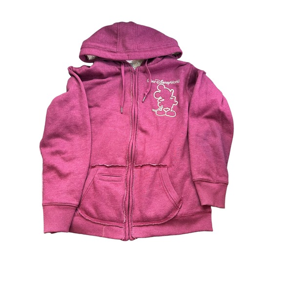 Large EUC Walt Disney World Sherpa Purple Full Zip Jacket Mickey Mouse - Picture 1 of 4